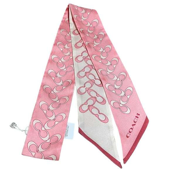 Coach Bias Signature C Skinny Scarf In Bubblegum - Picture 1 of 5